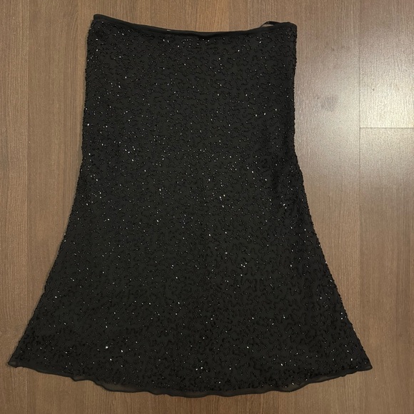 Y2K J Laxmi Chic Black Beaded Midi Skirt size S - Picture 1 of 6